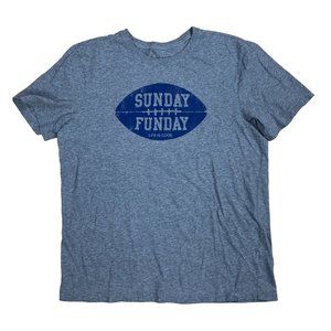 Life Is Good Heather Gray Sunday Funday Football Screen Print Graphic T-Shirt-M